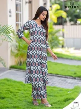 Designer Kurti print collection - White Blue