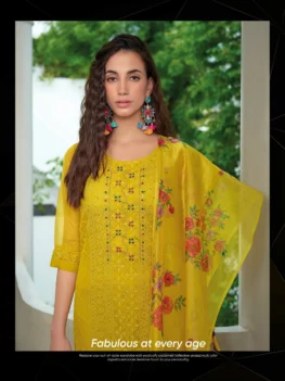 Organza Chikankari Designer Suit - Yellow