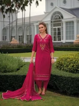 Red Tulip Dhoti Kurti Set with Dupatta