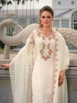 Ivory Embroidered Kurti & Tulip Dhoti Set