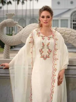 Ivory Embroidered Kurti & Tulip Dhoti Set